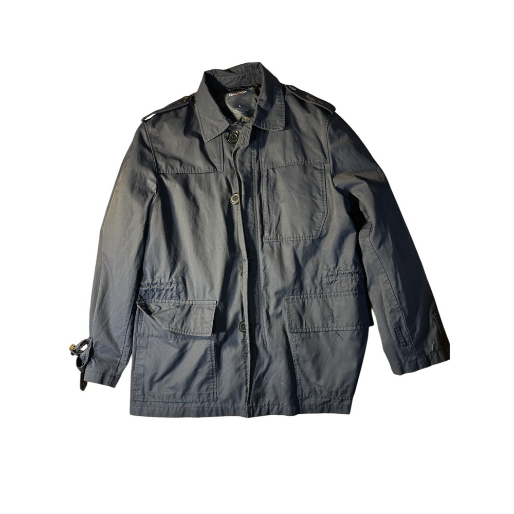 Nautica Jacket Mens Large Blue Military Style Lightweight‎ Coat